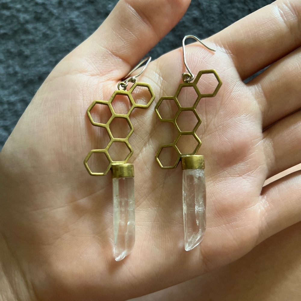 (SOLD) Honeycomb Quartz Earrings